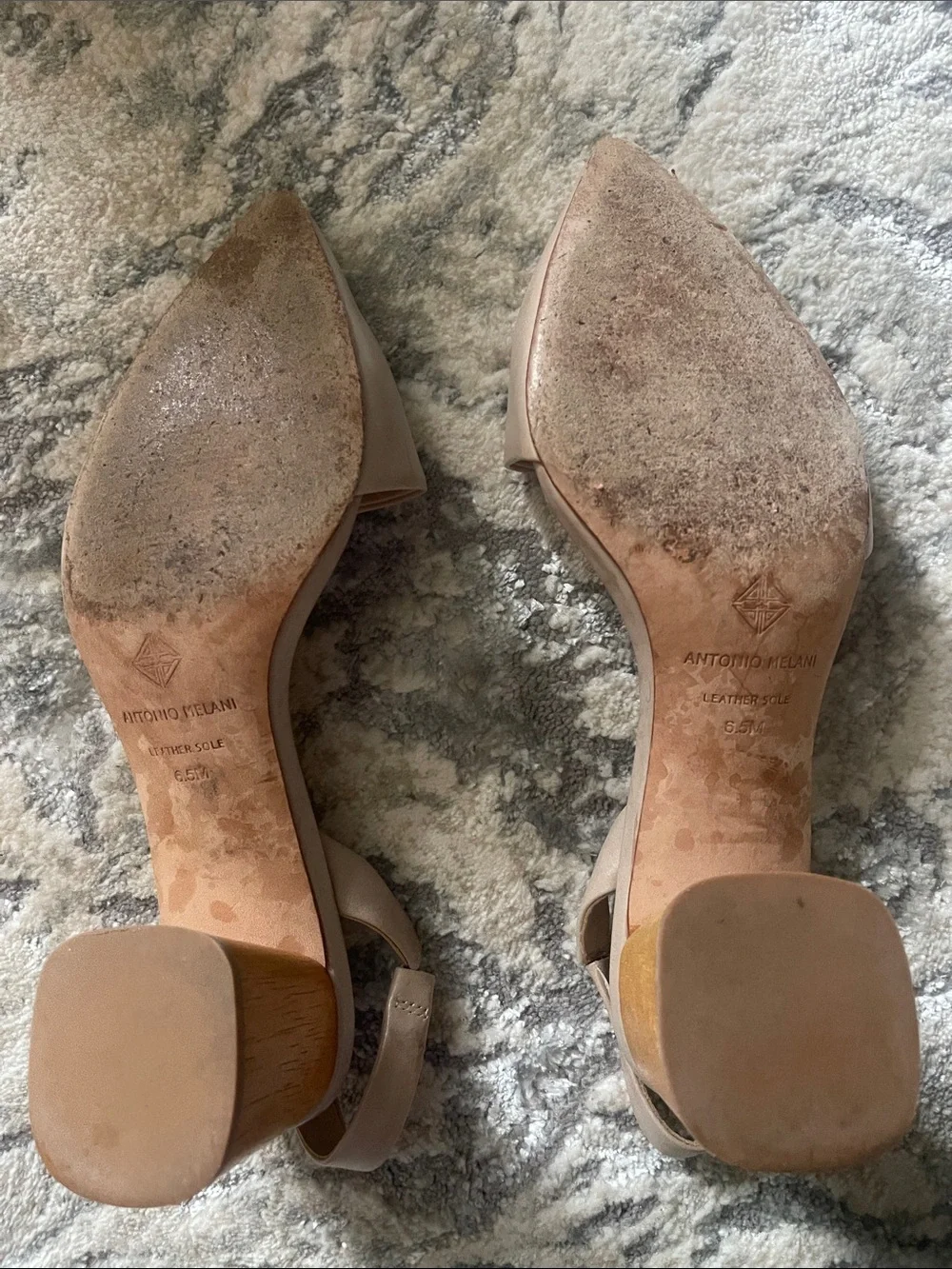 ANTONIO MELANI Nude Pointed Toe Slingback Flats